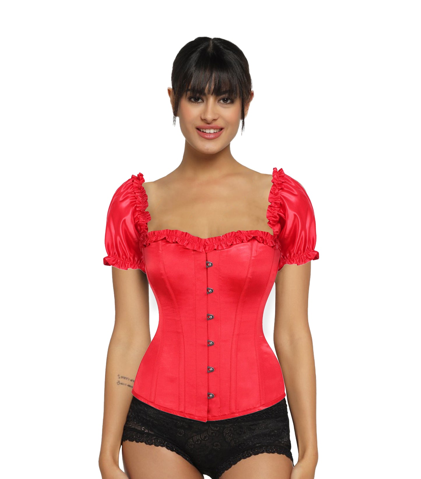 Red  Satin Overbust Corset