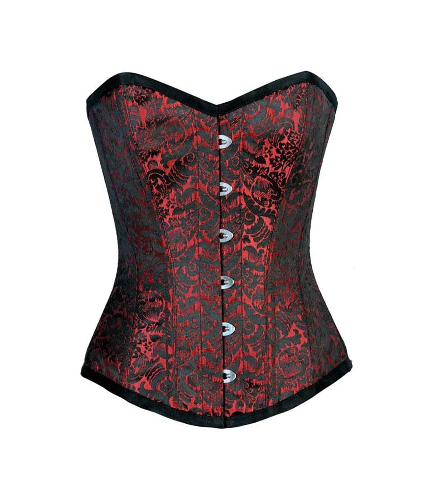 Red Brocade Authentic Overbust Corset Easto Garments