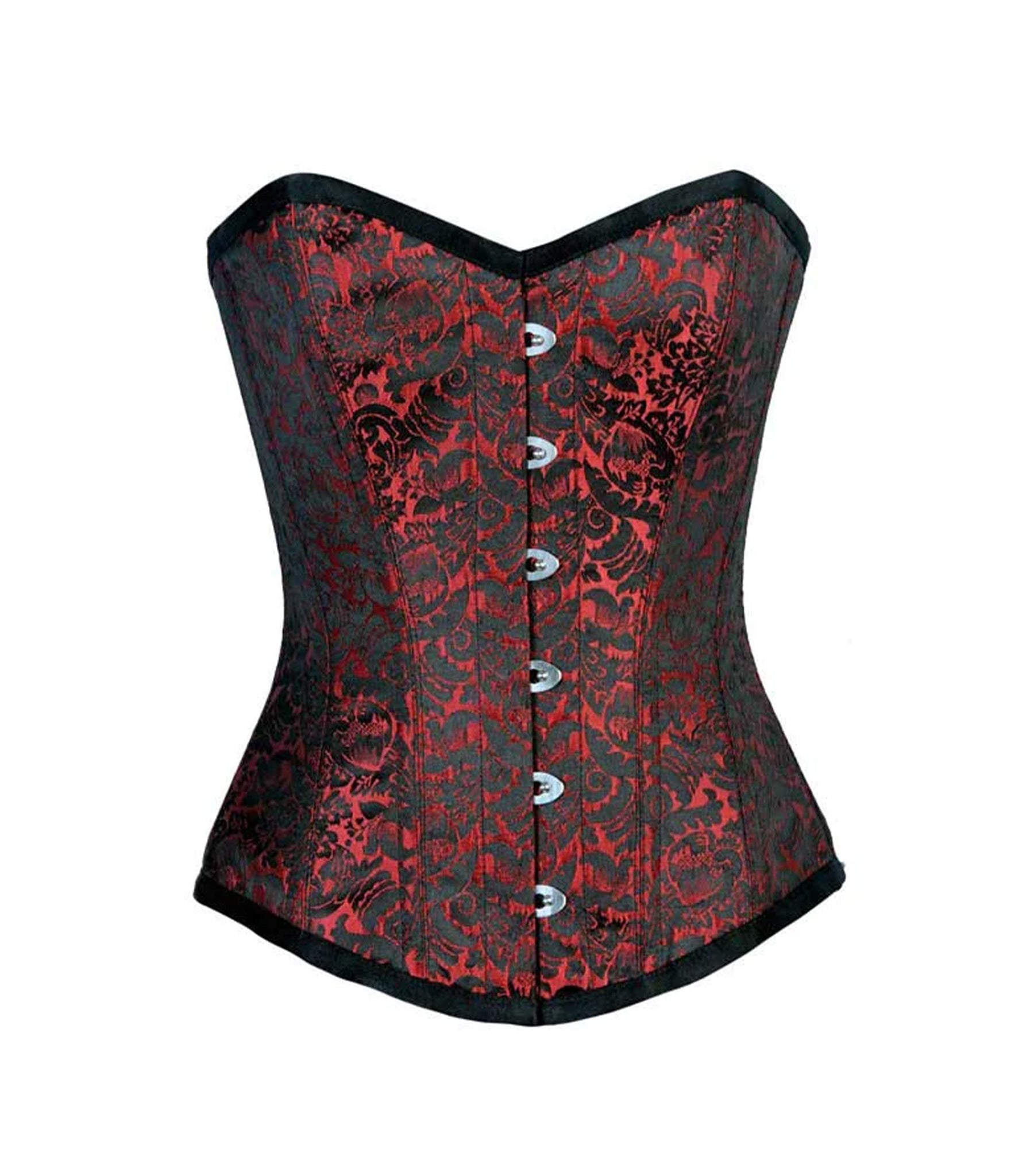 Red Brocade Authentic Overbust Corset Easto Garments