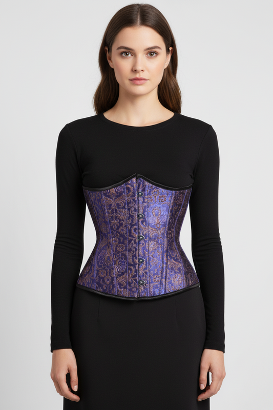 Elisbat Blue Authentic Steel Boned Waist Reducing Underbust Corset Easto Garments