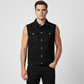 Men Black Cotton Twill sleeveless jacket Easto Garments