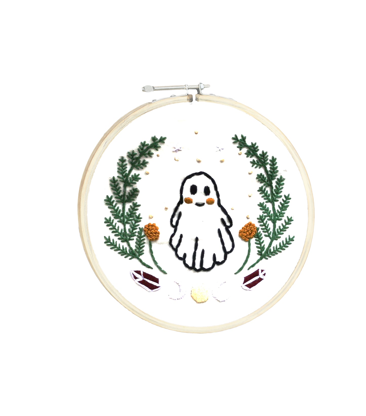Ghost Hand Embroidery Hoop Art