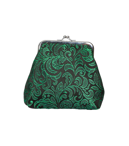 green brocade coin bag