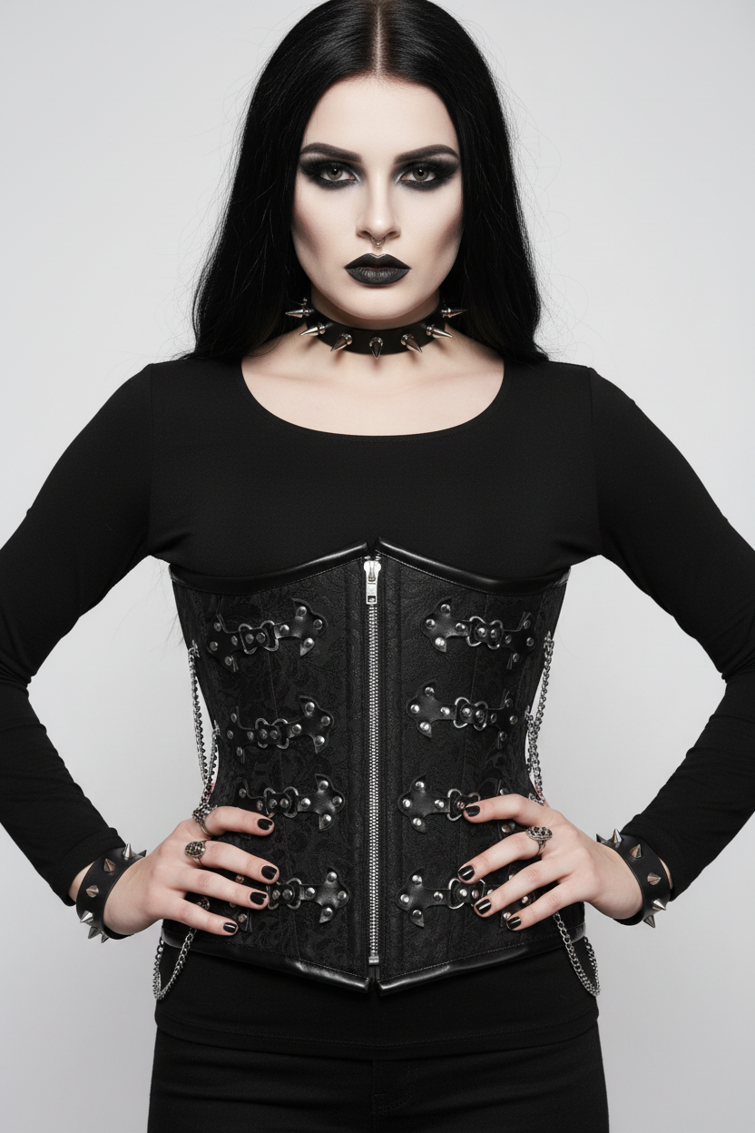 Dark Gothic Authentic Steel Boned Underbust Corset Easto Garments
