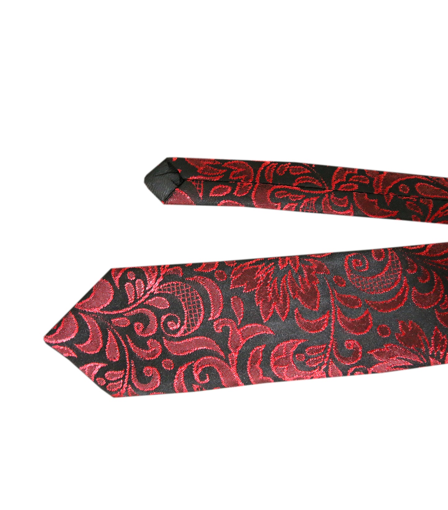 Red tie with elegant Black and Red brocade Vc200 | high-quality necktie