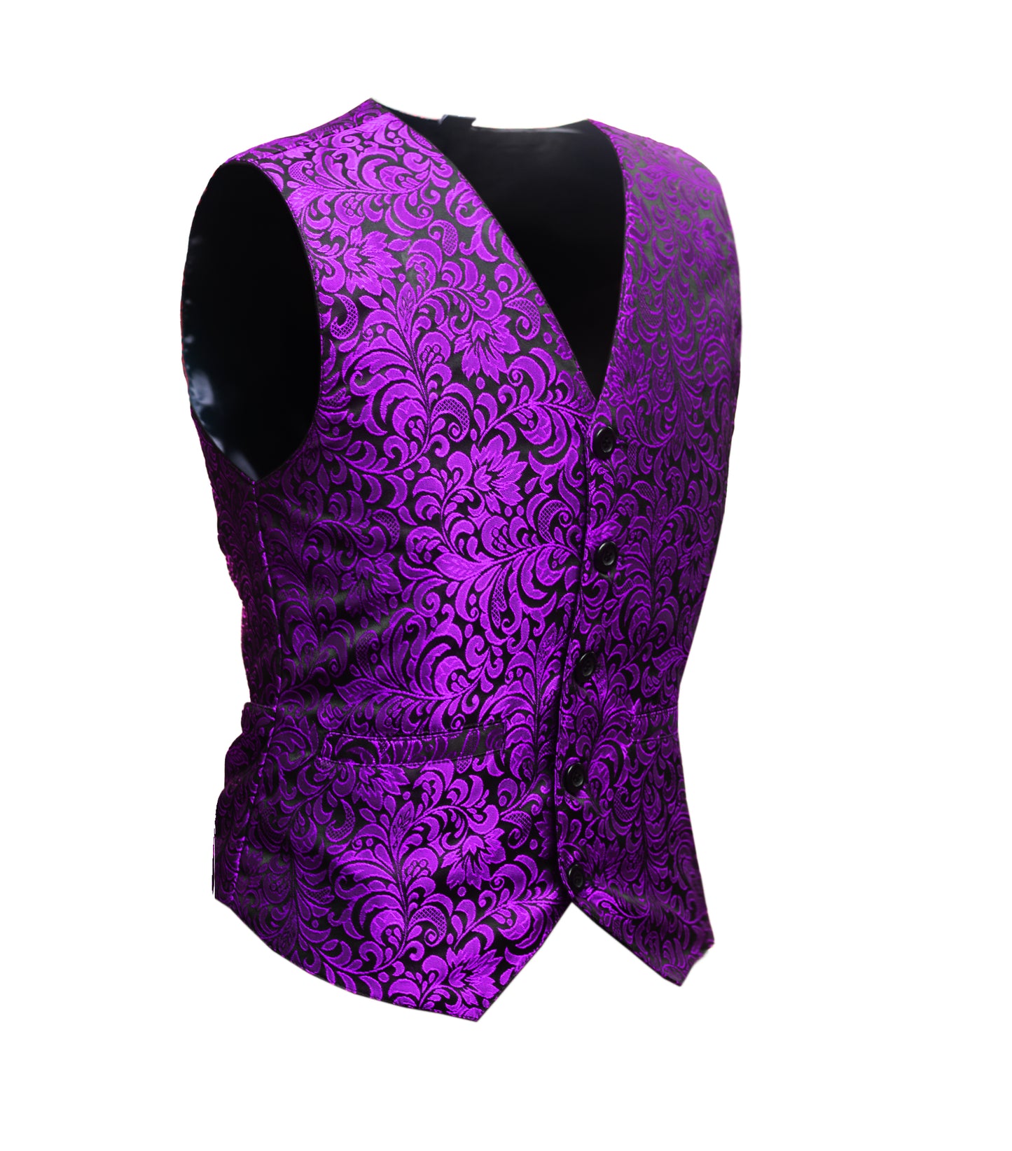Purple Brocade Men's Waist Coat