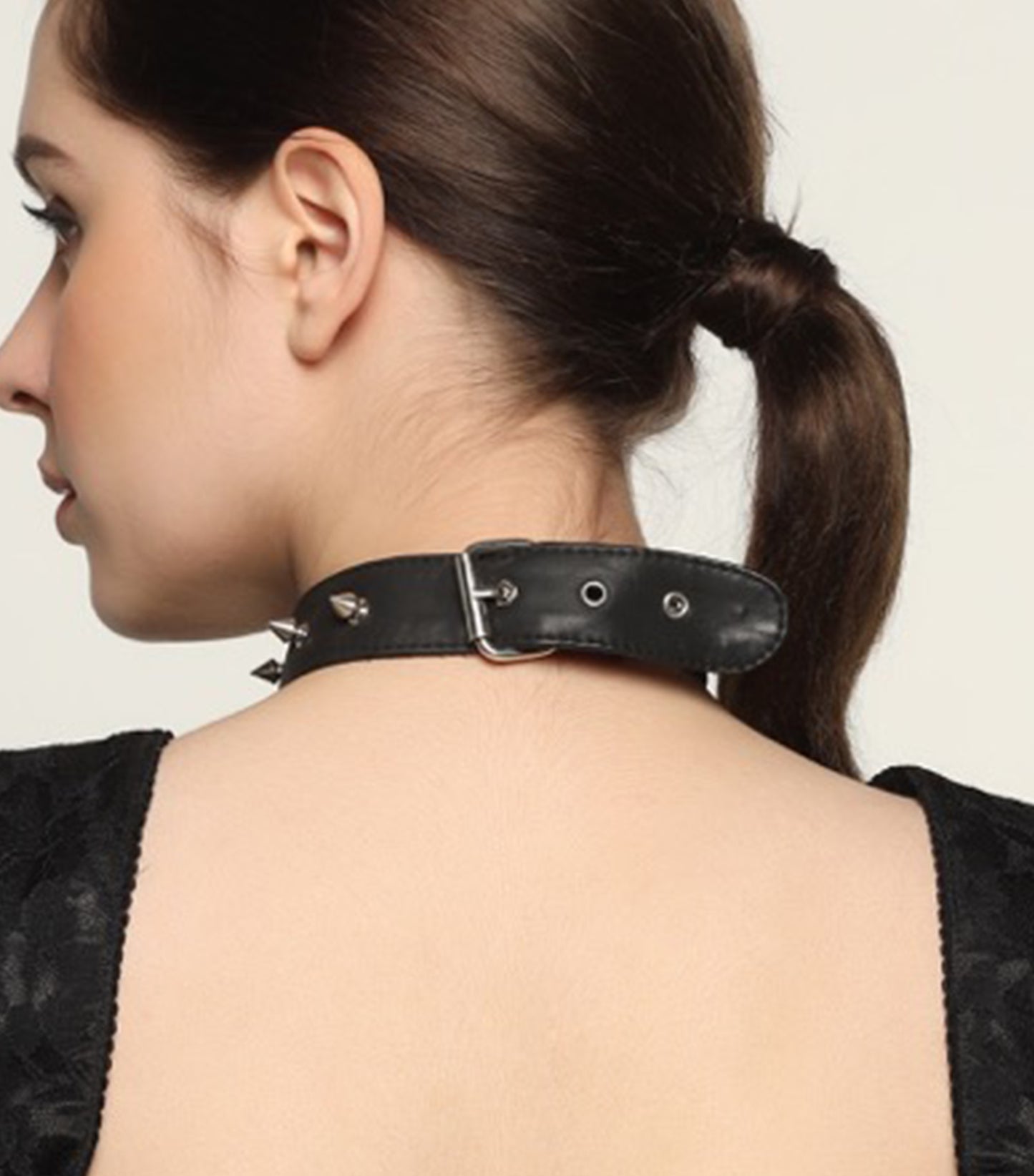 Retro Rebellion - Punk Goth Studded Leather Choker with Spikes