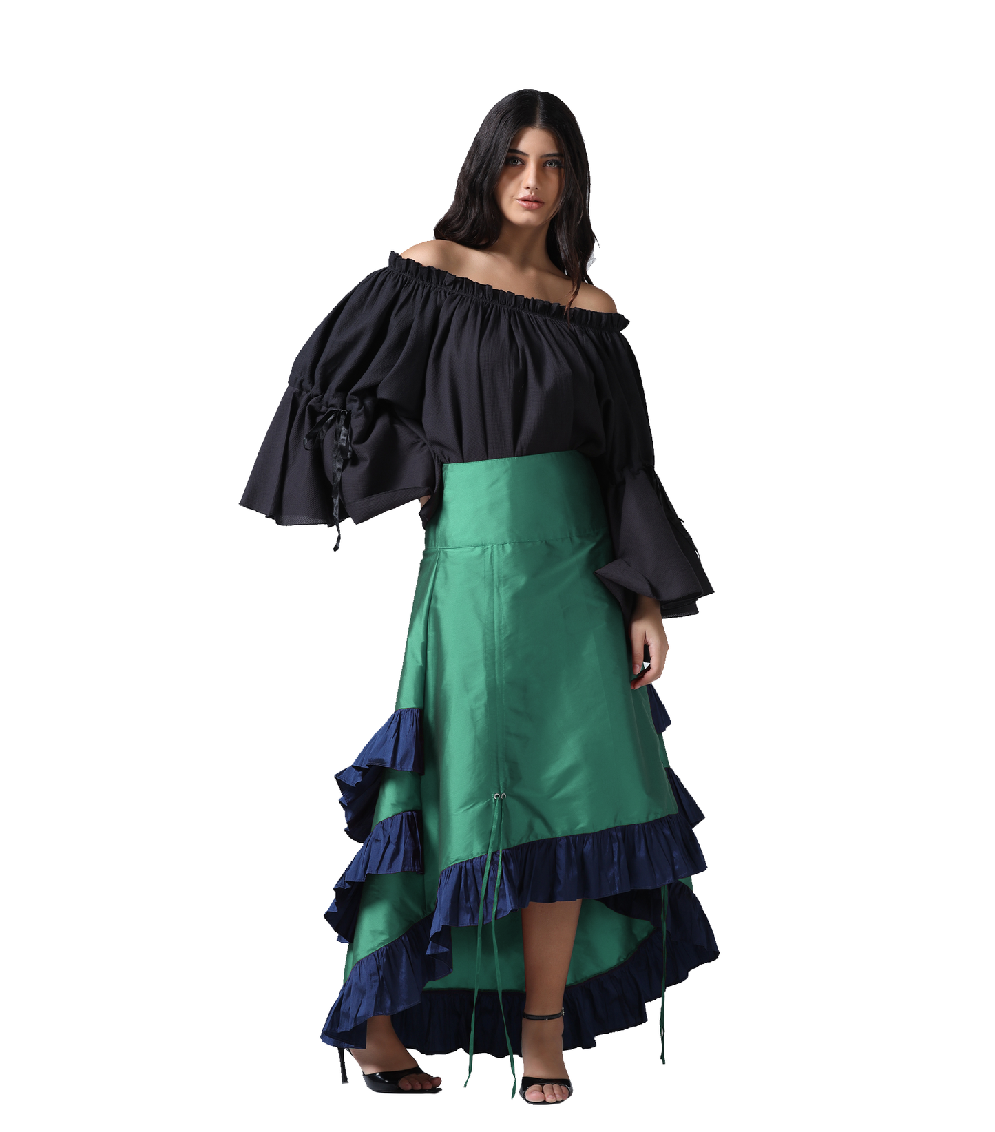 Green ADJUSTABLE HIGH LOW SKIRT Easto Garments