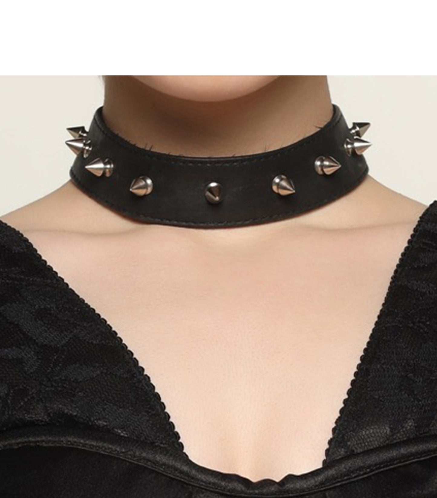 Retro Rebellion - Punk Goth Studded Leather Choker with Spikes