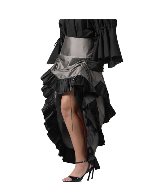 GREY ADJUSTABLE HIGH LOW SKIRT Easto Garments