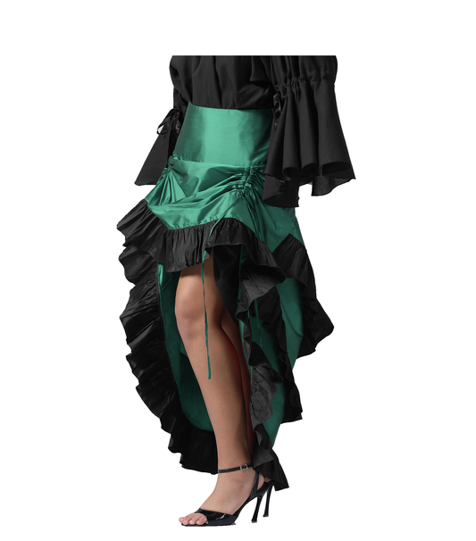 Green ADJUSTABLE HIGH LOW SKIRT Easto Garments