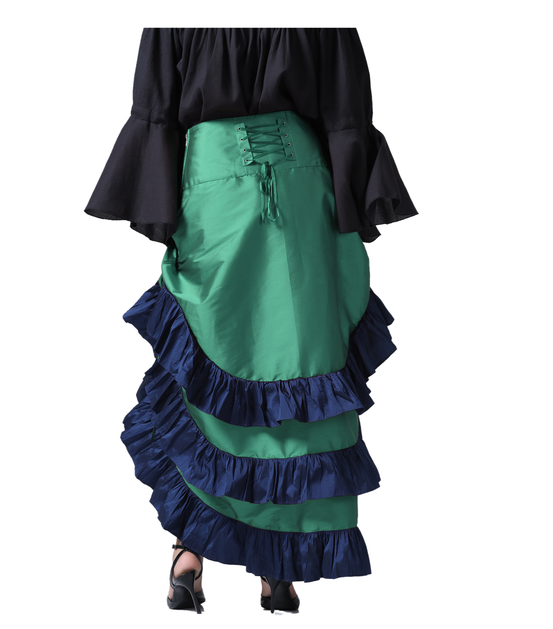 Green ADJUSTABLE HIGH LOW SKIRT Easto Garments