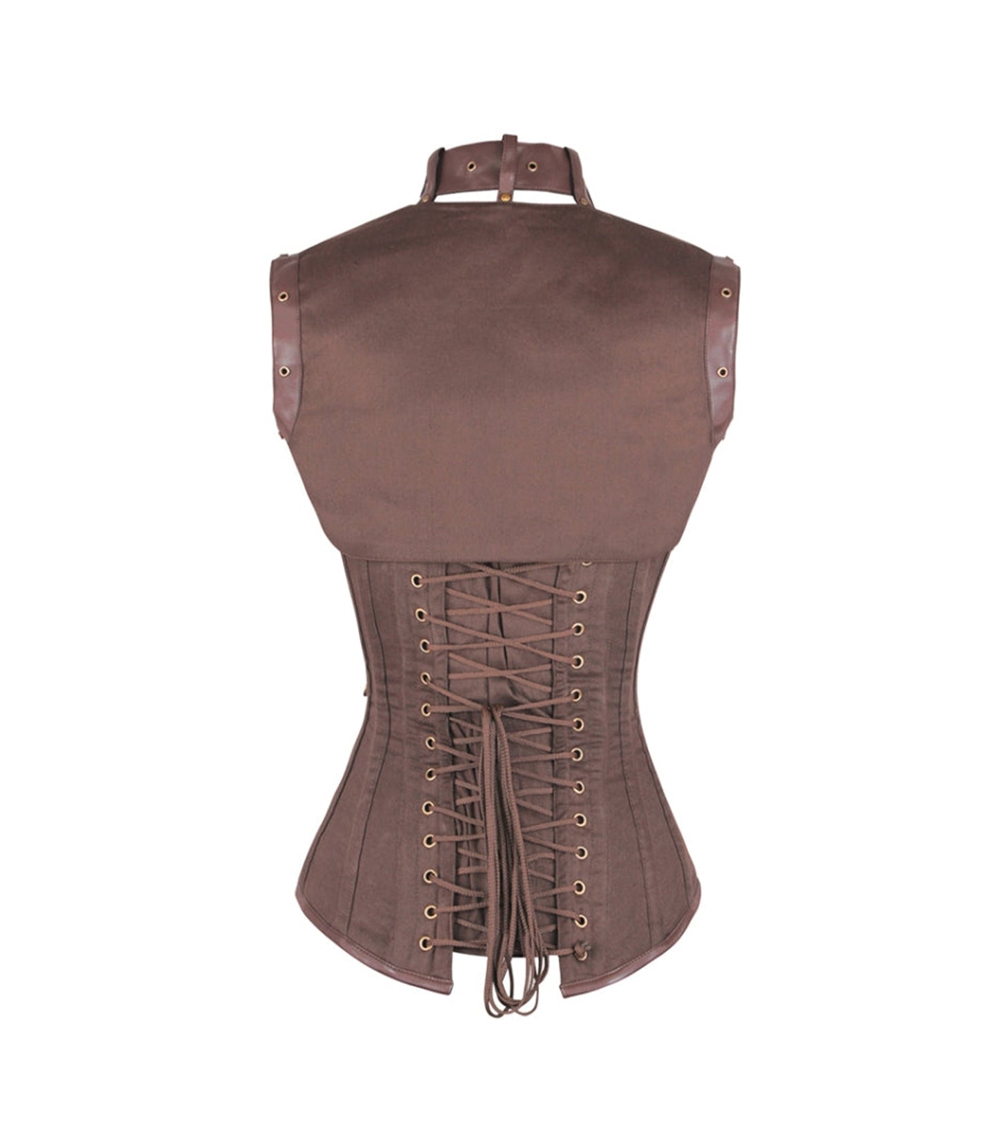 Brown Cotton Overbust Corset