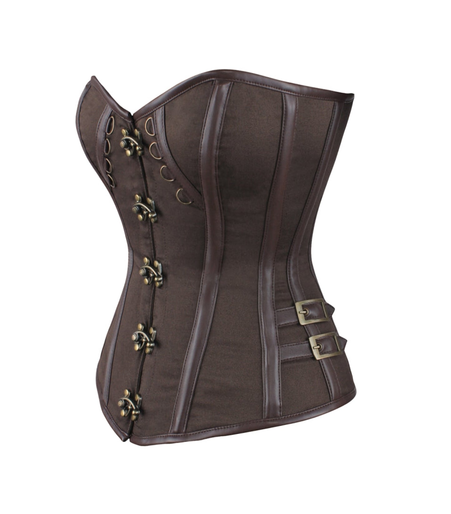 Brown Cotton Overbust Corset