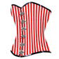 Red  White strip Cotton Authentic Overbust Corset
