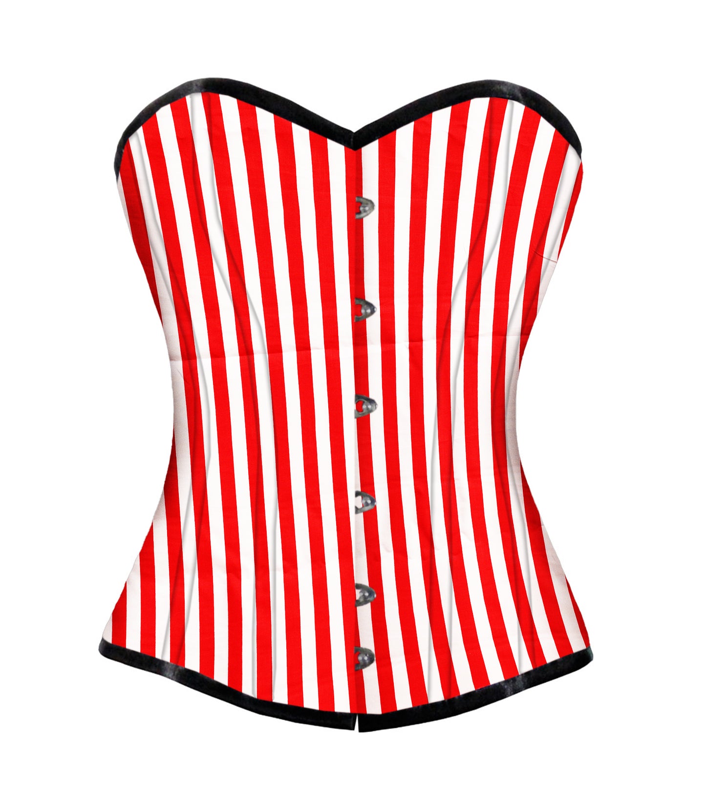 Black Red strip Cotton Authentic Overbust Corset