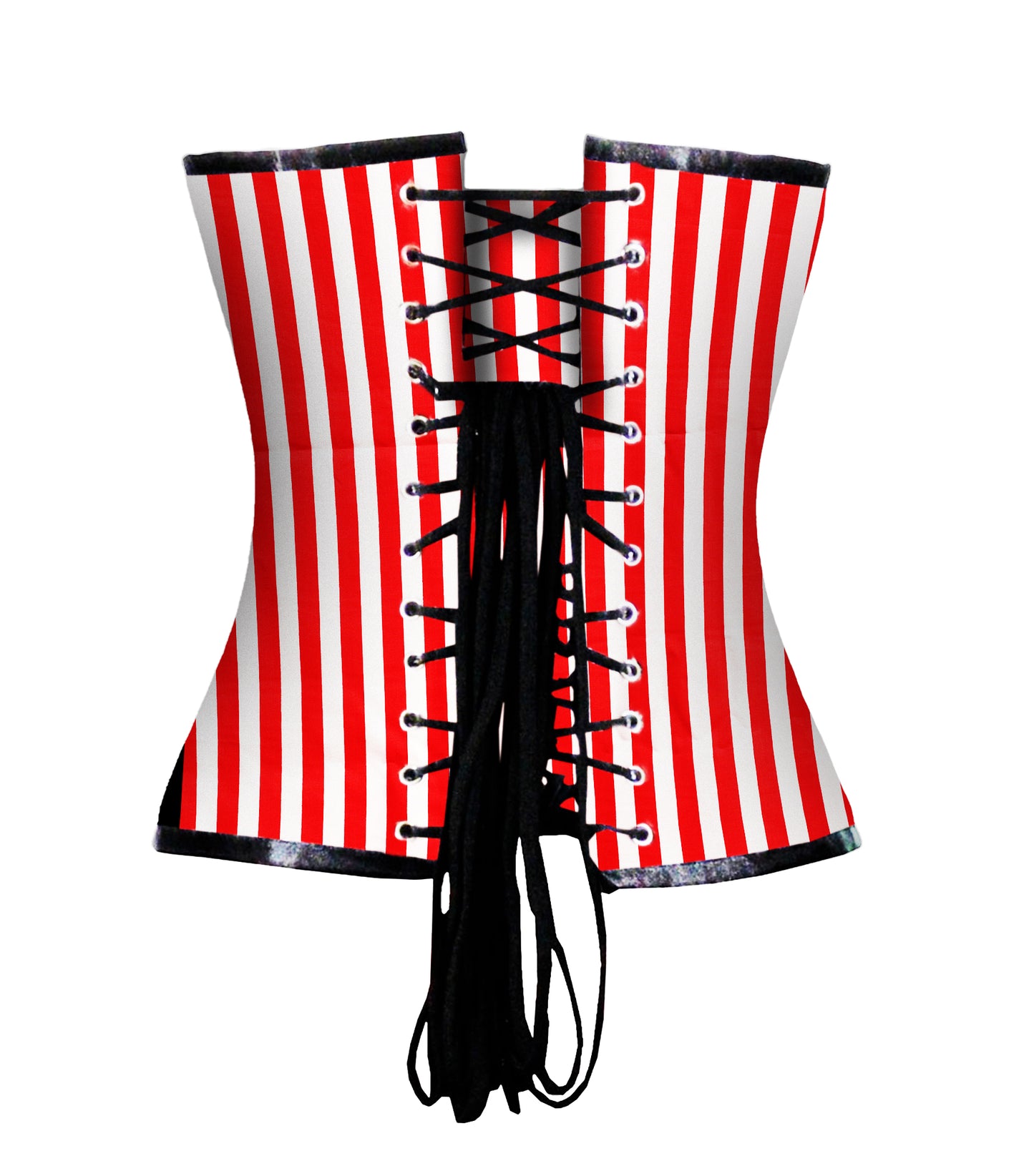 Black Red strip Cotton Authentic Overbust Corset