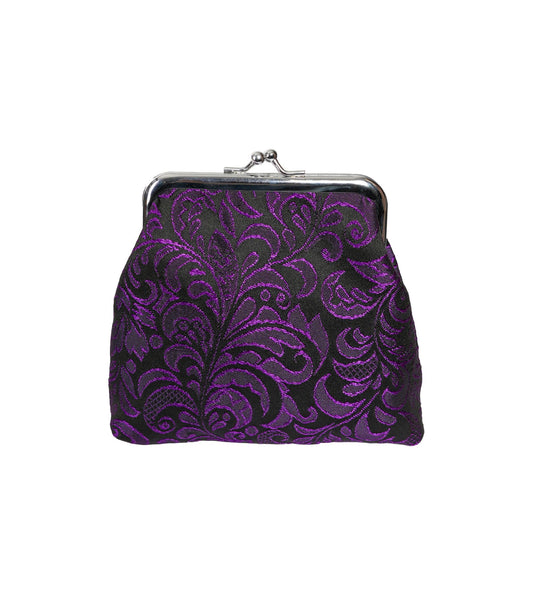 Black Purple Brocade Coin Bag