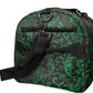 Emerald  Green and Black Brocade Duffel Bag