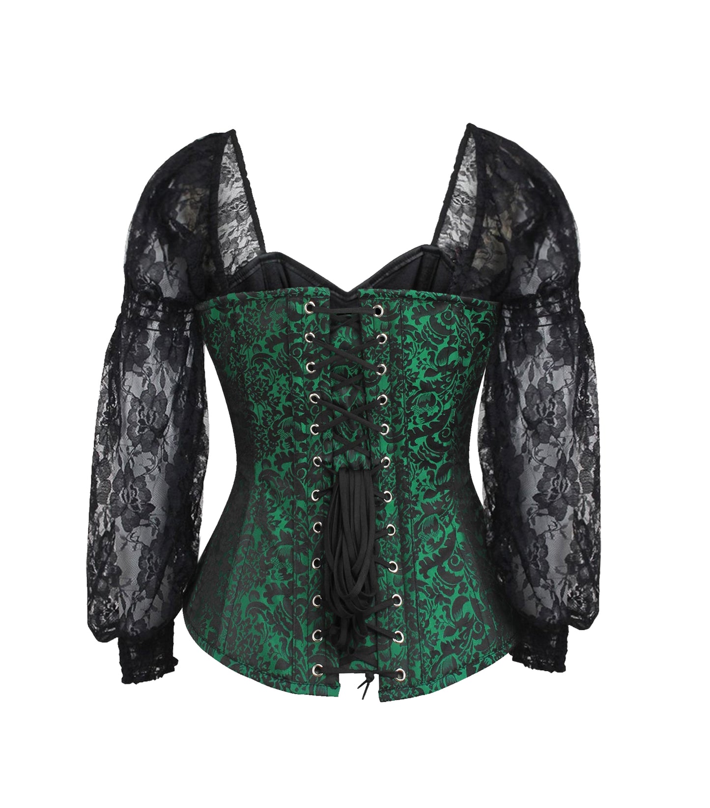 Black Green  Broade Overbust long Sleeves Corset