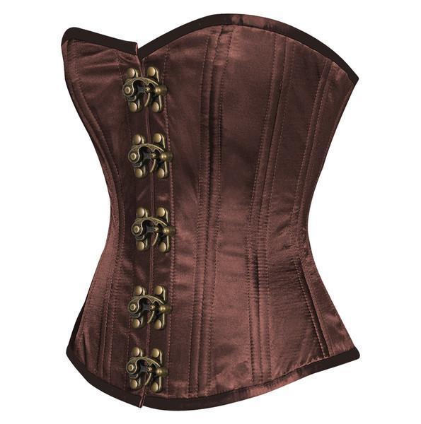 Brown Satin Waist Training Overbust Corset Easto Garments