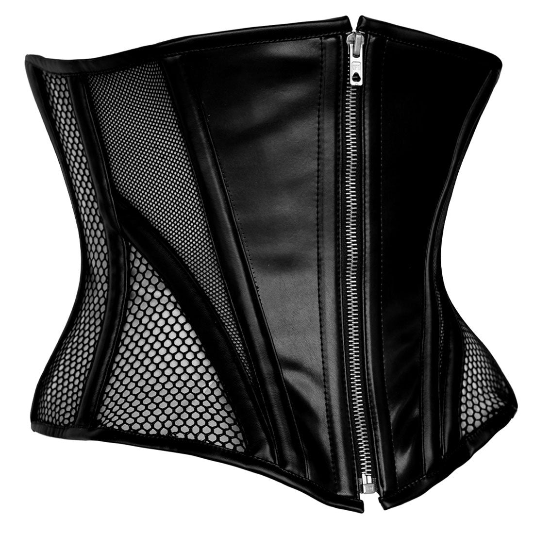 Gothic Punk Fetish Waist Cincher With Mesh - Corset Revolution