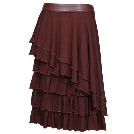 Bushman Cotton Knitted Frilled Mid Steampunk Skirt - Corset Revolution