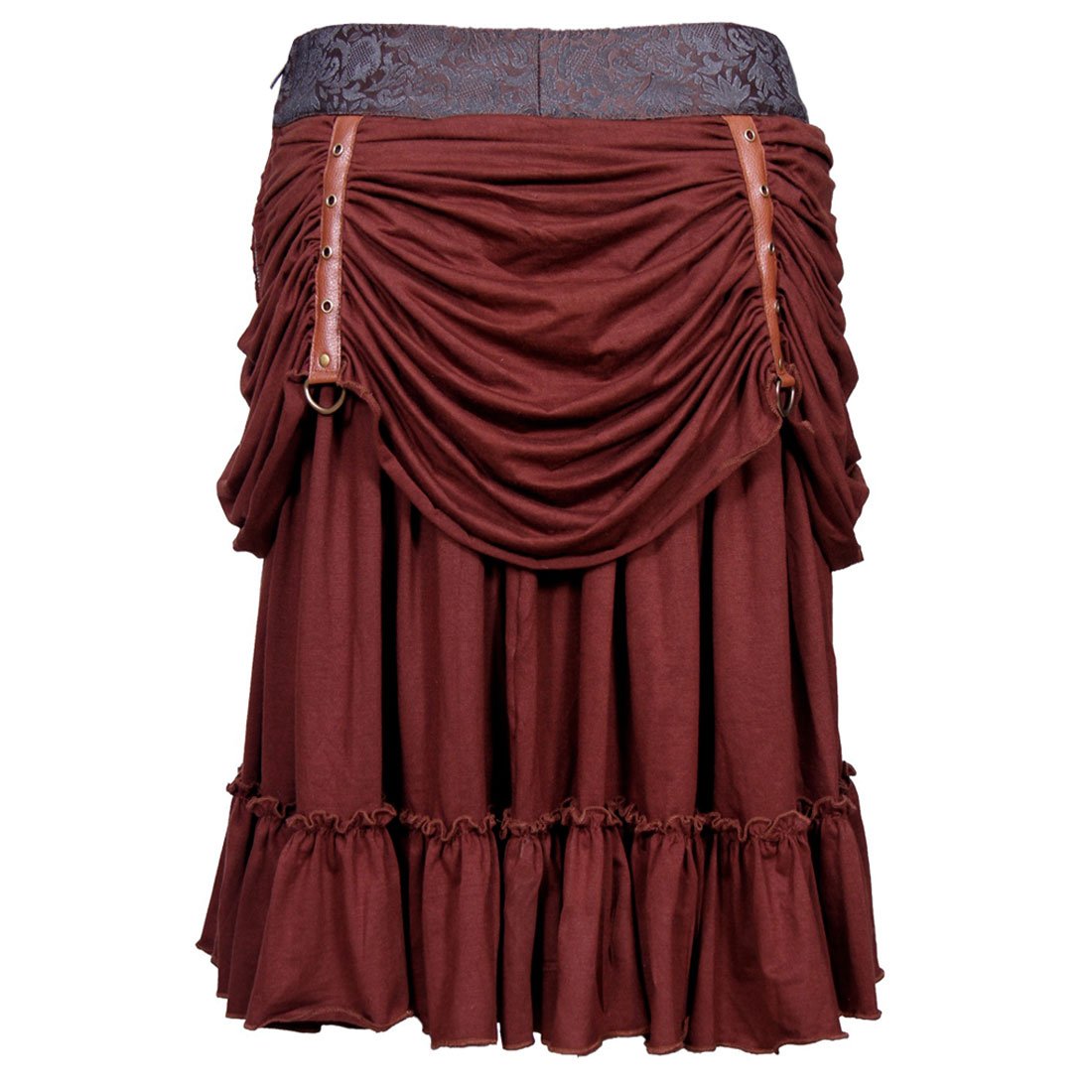 Roseanne Poly Brocade Mid Length Steampunk Skirt - Corset Revolution