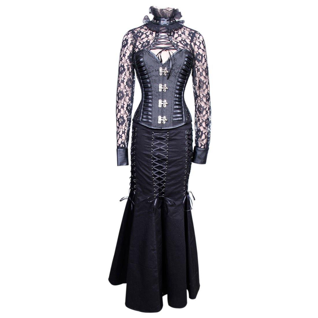 Jacinta Gothic Authentic Steel Boned Overbust Corset Dress - Corset Revolution