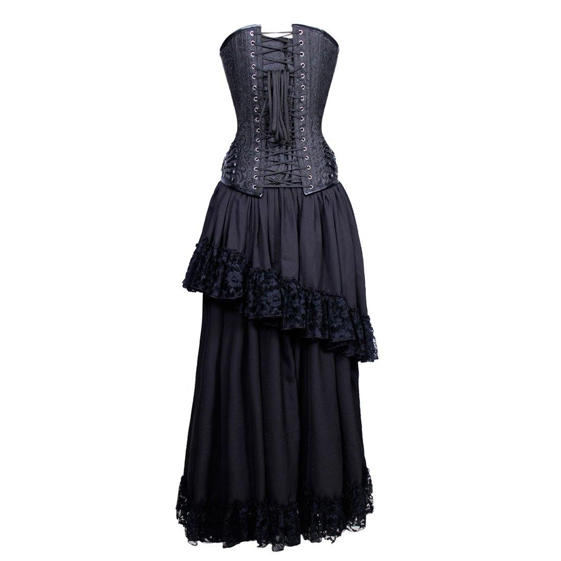 Jacobina Gothic Authentic Steel Boned Overbust Corset Dress - Corset Revolution