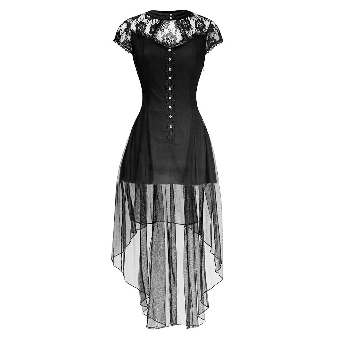 Elena Black Mesh Gothic Dress - Corset Revolution