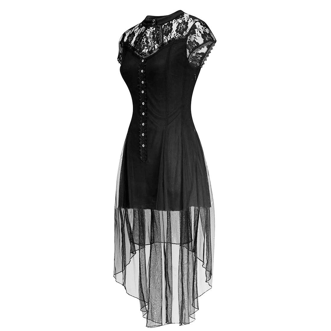 Elena Black Mesh Gothic Dress - Corset Revolution