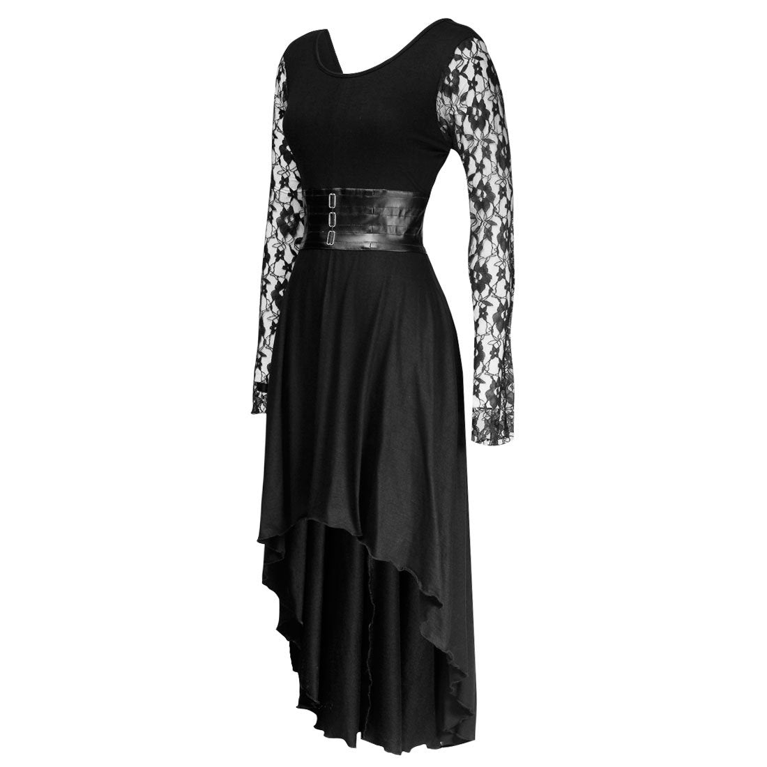 Jacquie Black Round Neck Gothic Dress - Corset Revolution