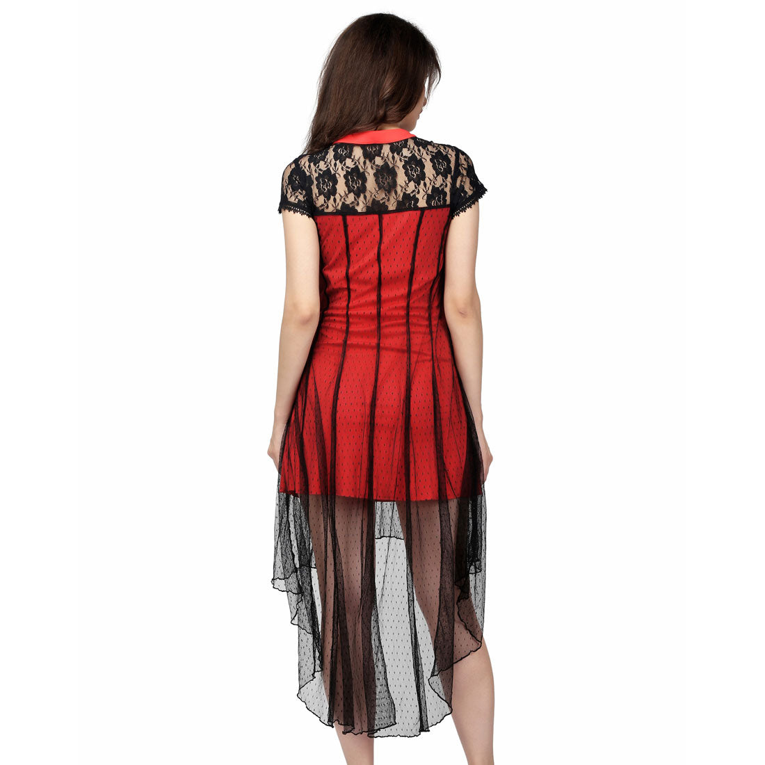 Basilic Kneelength Asymmetrical Mesh Dress - Corset Revolution