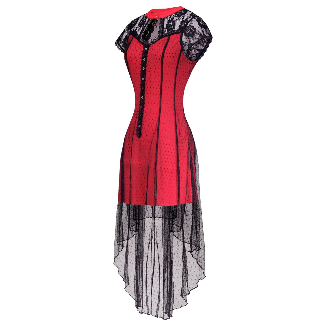 Basilic Kneelength Asymmetrical Mesh Dress - Corset Revolution