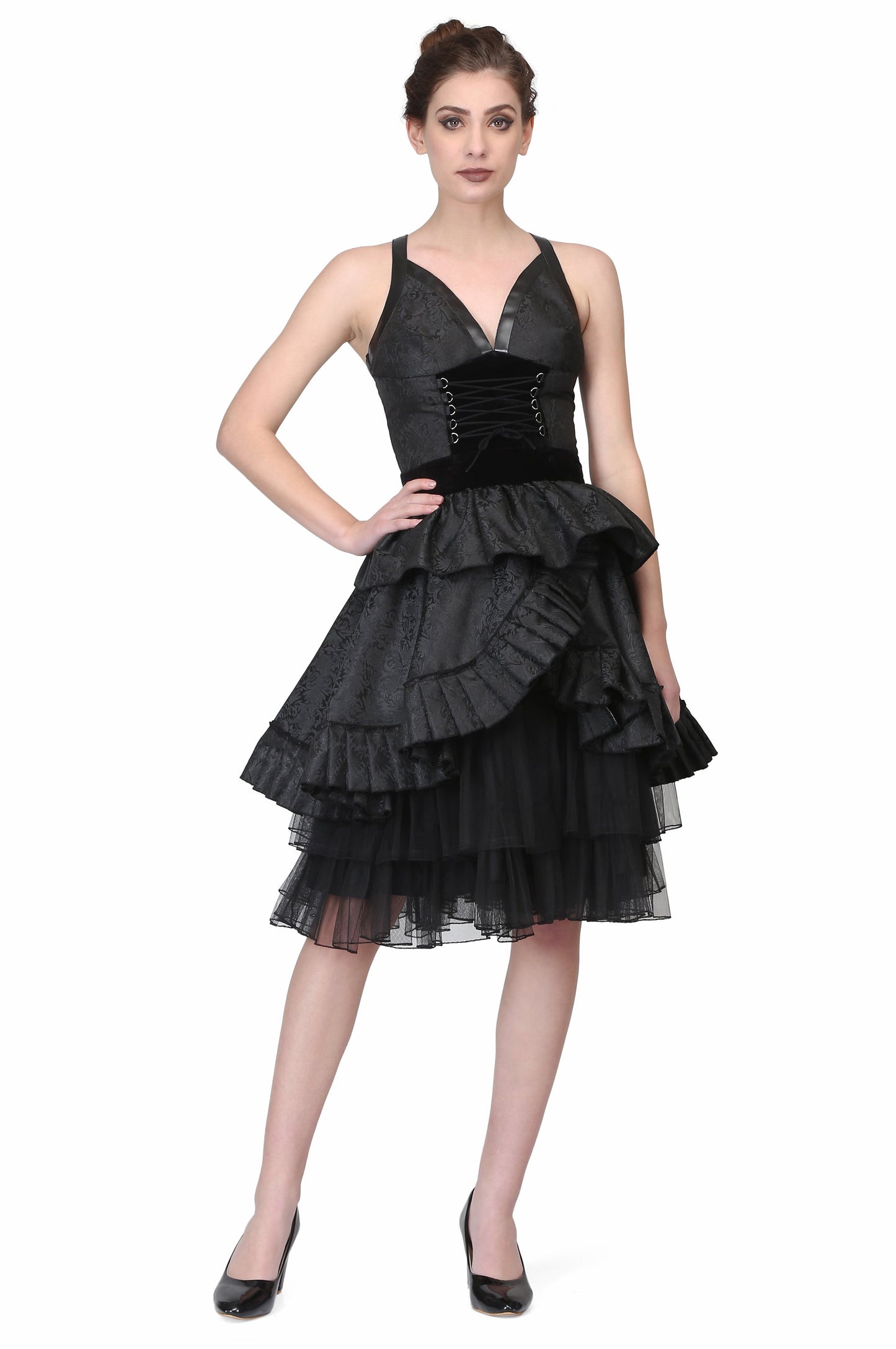 Black Brocade Gothic Dress - Corset Revolution