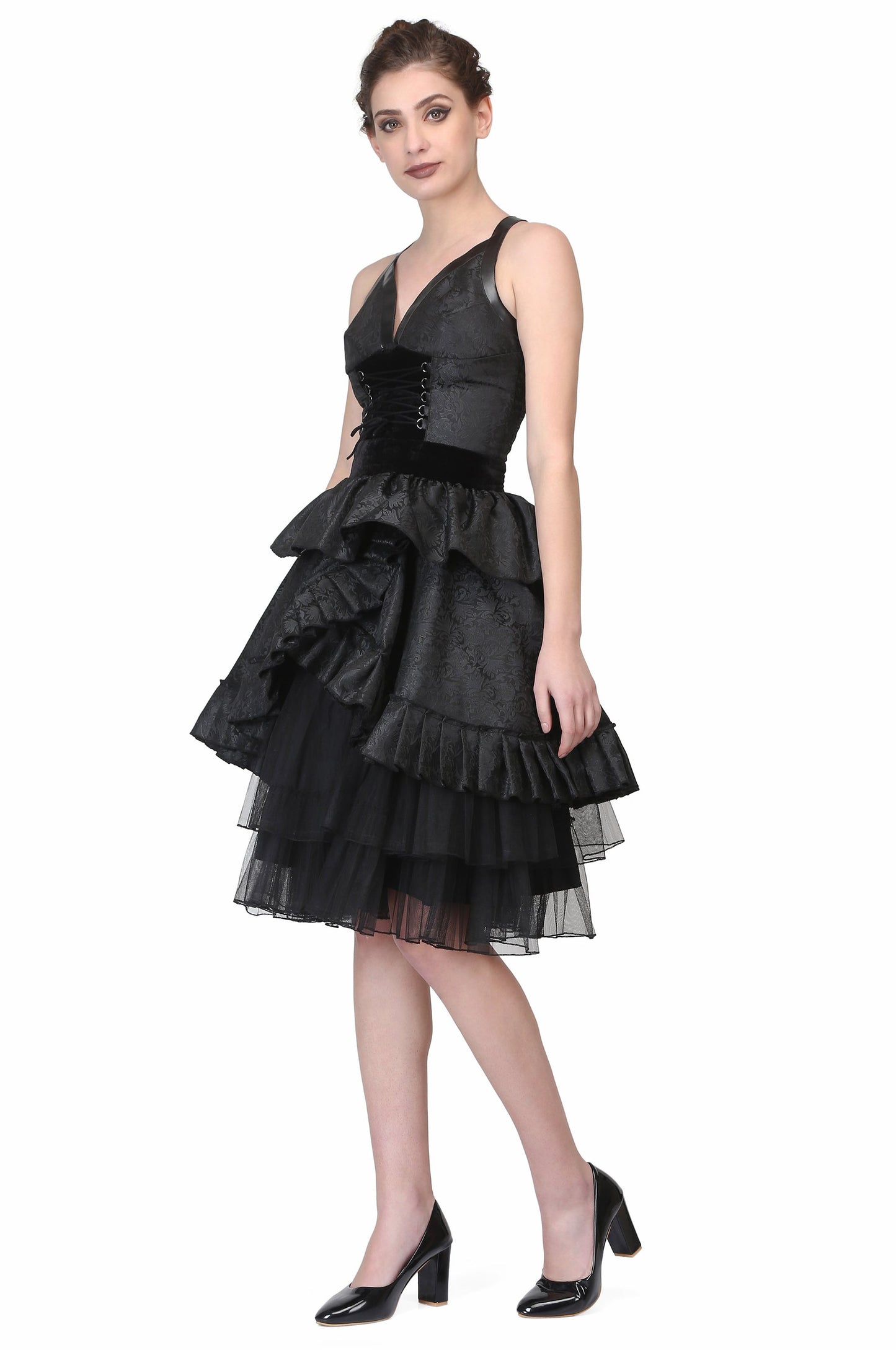 Black Brocade Gothic Dress - Corset Revolution