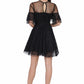 Damen-Gothic-Kleid aus schwarzem Satin mit Netzüberzug