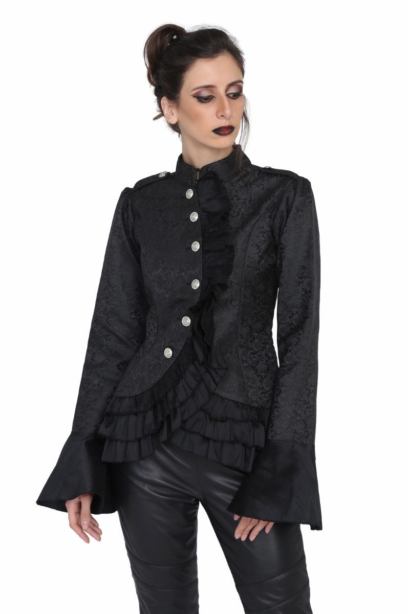Stilvolle Jacke aus schwarzem Brokat