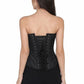 Black brocade steel boned corset with front zipper