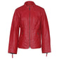 Women’s Red Genuine Leather Crop Bomber jacket - Corset Revolution