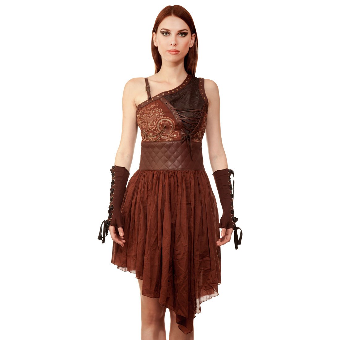 Gisella Steampunk Asymmetrical Dress - Corset Revolution