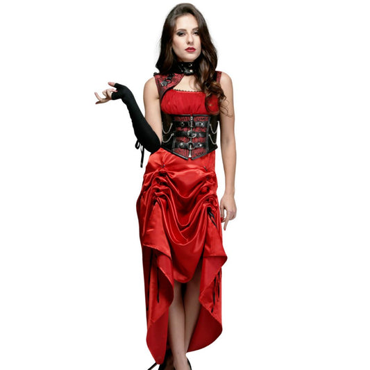 Palmira Red And Black Gothic Dress - Corset Revolution