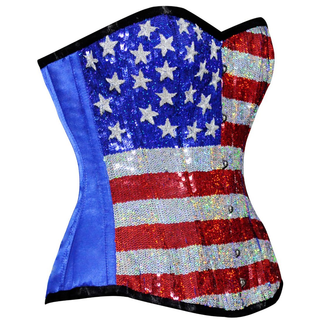 Vespera Couture Authentic Overbust Corset in US Flag Design - Corset Revolution