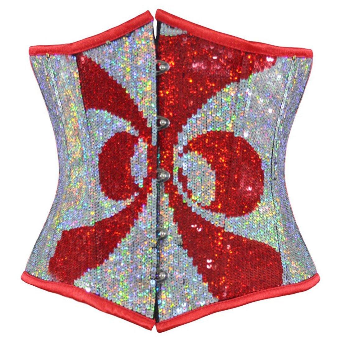 Abstract Red Silver Underbust Corset - Corset Revolution