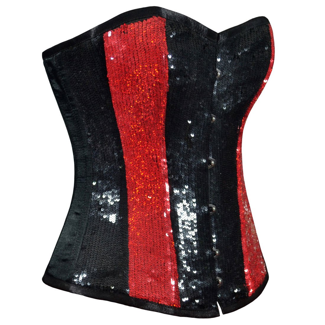 Raelinn Black Red Panel Sequenced Overbust Corset - Corset Revolution