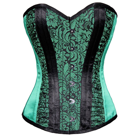 Maaike Authentic Steel Boned Black_Green Overbust Corset - Corset Revolution