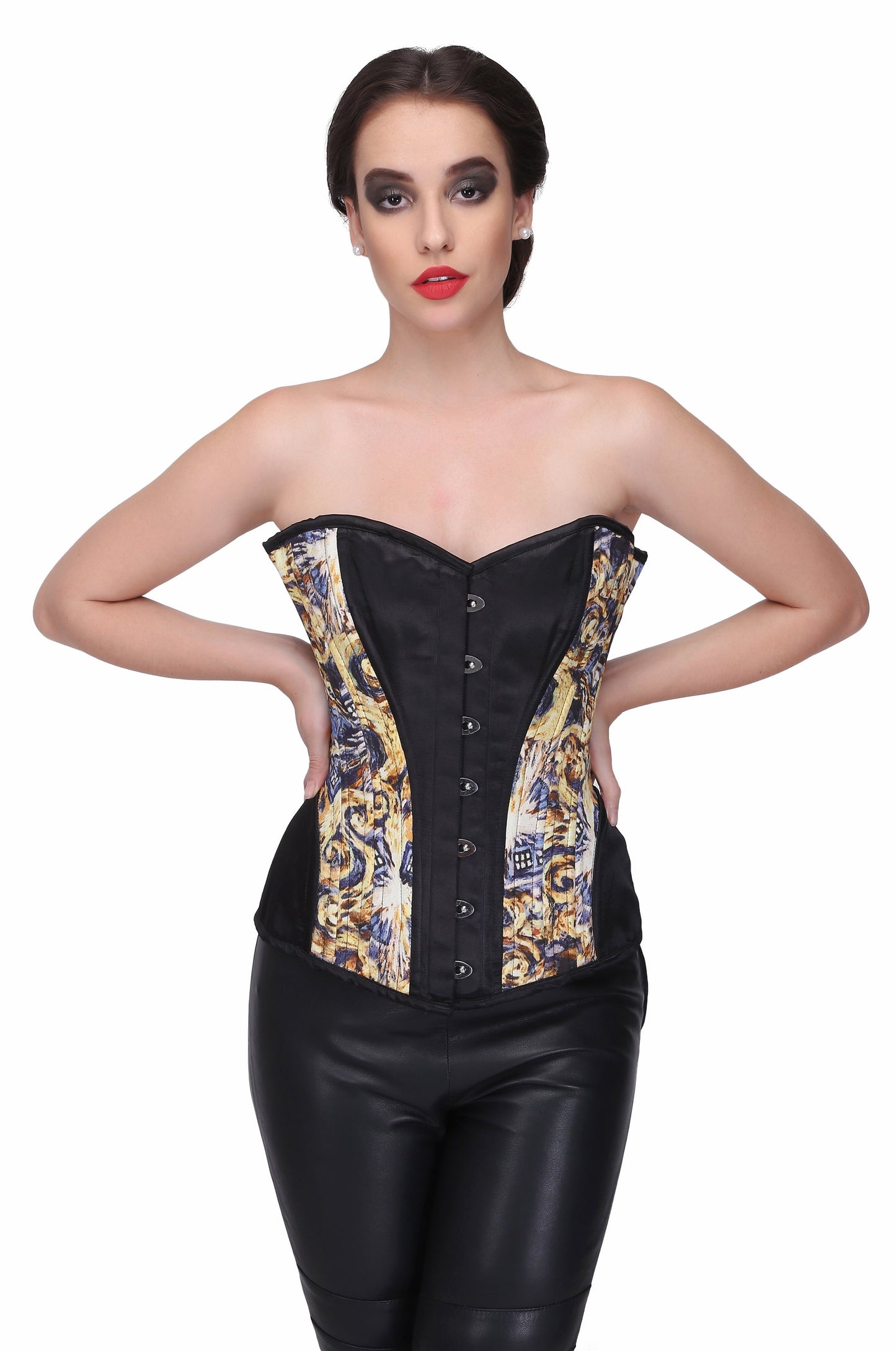Gothic print over bust corset - wholesale