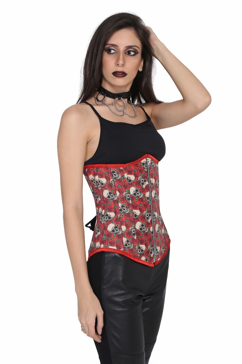 Authentic steel boned printed punkrock underbust corset - Corset Revolution